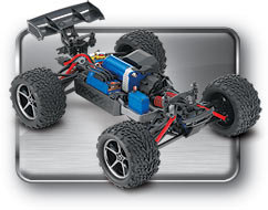 1/16th E-Revo VXL (71076-8) Three-Quarter Chassis View