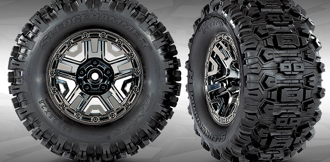 Sledgehammer Tires and 2.8″ Black Chrome Wheels